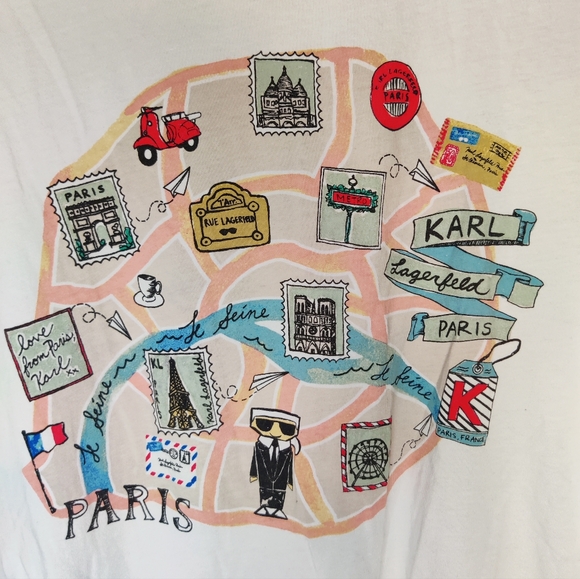 Karl Lagerfeld white shirt with Paris theme size L - Picture 2 of 4